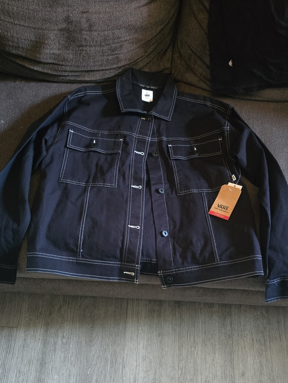 Vans Black Jacket with White Contrast Stitching